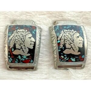 Vintage Watch Tips RAM 1977 Southwestern Turquoise Coral Inlay Native Motif